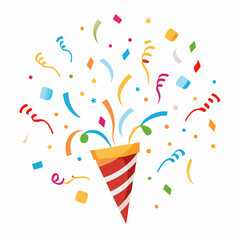 Colorful Party Popper Explosion with Confetti and Streamers – Festive Celebration Background