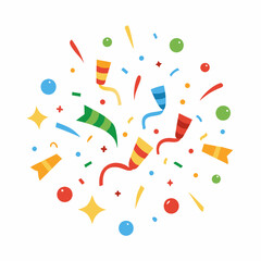 party streamers and confetti. Festive Celebration Background with Colorful Confetti, Streamers