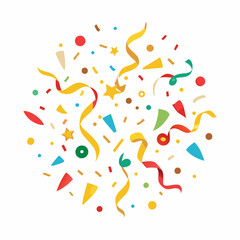 Colorful confetti celebration design isolated on white background
