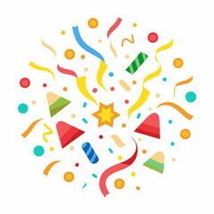 Colorful Confetti and Streamers Background
