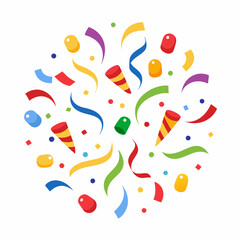 Colorful Confetti and Streamers Background
