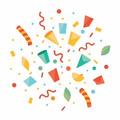 Colorful Confetti and Streamers Background
