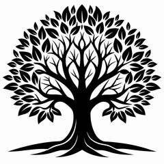 Oak Tree vector silhouette black design