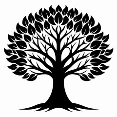 tree silhouette vector white background