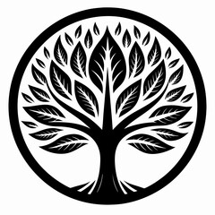 silhouette of a tree black and white