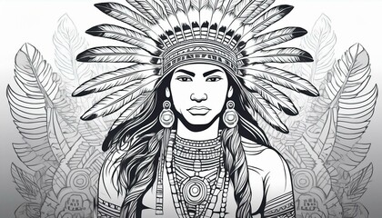 Native Amerikaner Indianer Zum Ausmalen Zeichnung