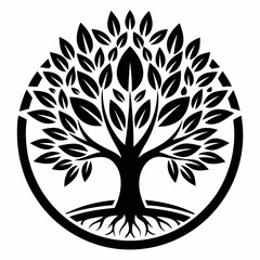 black and white silhouette of a tree