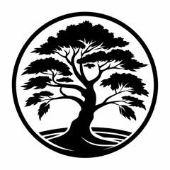 illustration of a tree black and white vector
