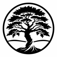 tree silhouette black and white vector