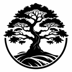 tree with roots illustration of a tree black and white vector