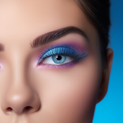 Fototapeta premium Vibrant Eye Makeup with Bold Blue and Purple Shades