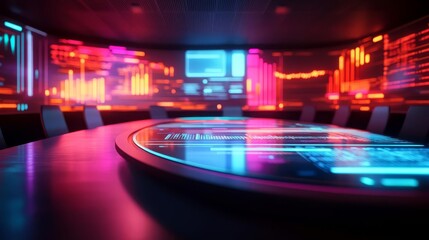 Virtual income projection, advanced hologram display, modern vibe