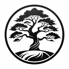 tree silhouette linden tree black and white vector