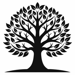 Fototapeta premium tree with roots linden tree black and white vector