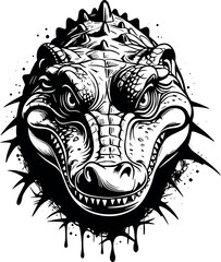 Crocodile Vector Black Silhouette Design For T-Shirt
