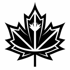 silhouette of leaf  maple leaf black and white vector 
