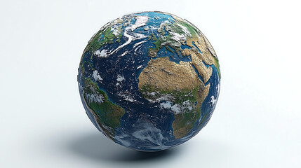 3D rendering of a cracked Earth globe depicting the continents and oceans in a stylized textured way with a focus on the African continent