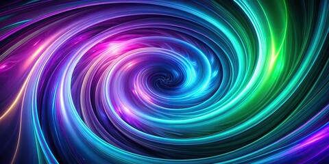 Swirling vortex of purple and blue hues with neon green accents, futuristic architecture, 3D effect, mind bending, abstract design, cosmic vibes
