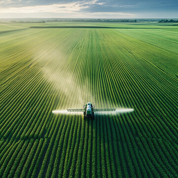 sprey on field through tractor sprey