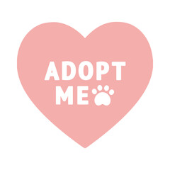 Adopt me heart glyph icon. Pet adoption, shelter, helping homeless animal, support concepts. Suitable for poster, flyer. Flat vector design isolated illustration.