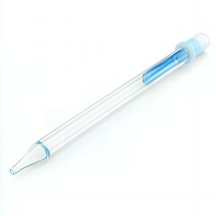 Glass dropper with a blue tip.