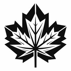 silhouette of leaf  maple leaf black and white vector 