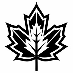 silhouette of leaf  maple leaf black and white vector 