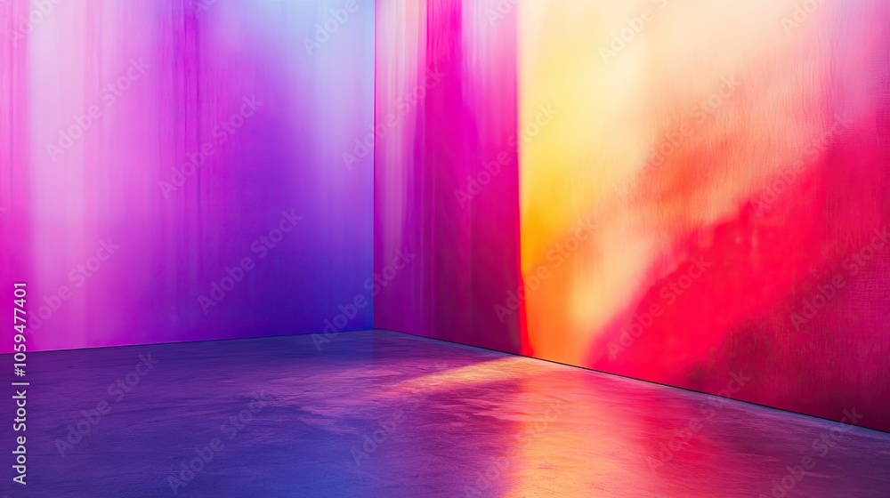 Poster modern photo studio with gradient backdrop, offering a dynamic and colorful setting for creative sho