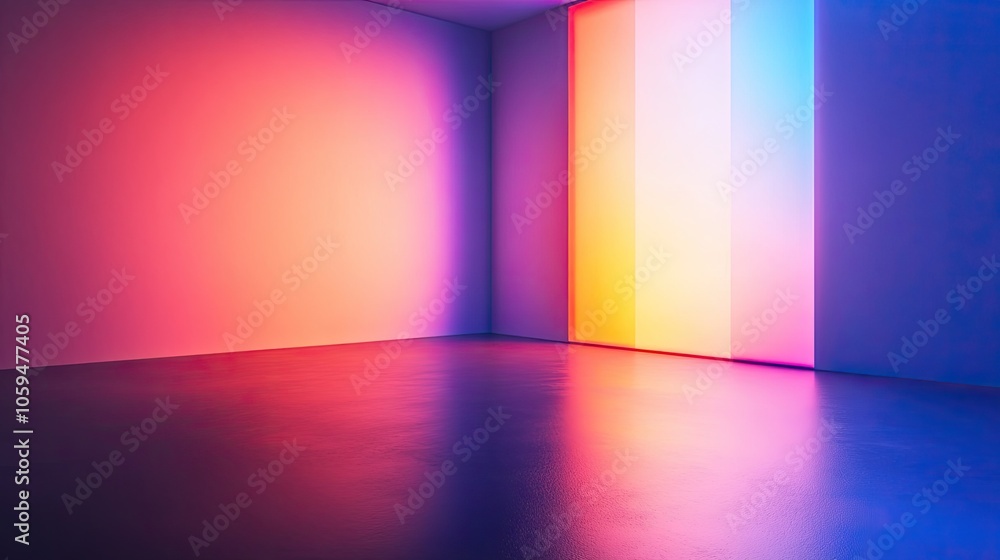 Poster modern photo studio with gradient backdrop, offering a dynamic and colorful setting for creative sho