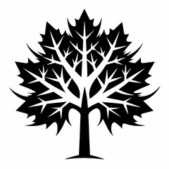 Obraz premium A simple black oak Tree Silhouette on a white background