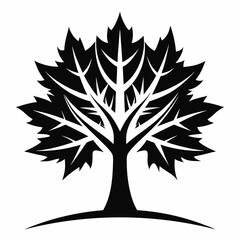 tree silhouette vector maple tree black and white 