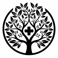 black and white tree