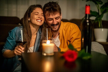 Romantic Evening With Wine and Candlelight at Home