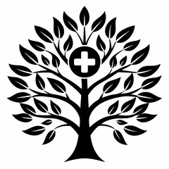 Obraz premium silhouette of a tree with cross
