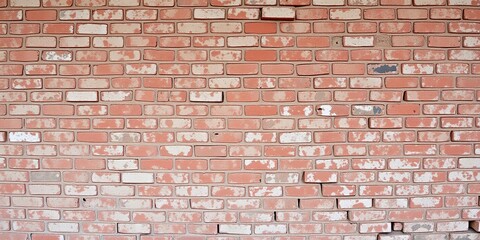 Obraz premium Weathered red brick wall with textured surface, urban, rough, facade