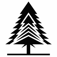 Obraz premium christmas tree icon black and white