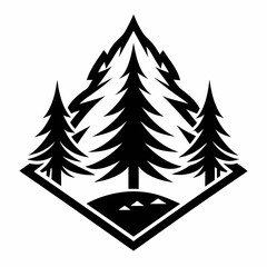 tree silhouette pine tree black and white vector logo