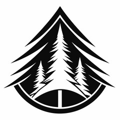 tree silhouette pine tree black and white vector logo