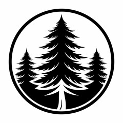 set of christmas trees black and white vector logo