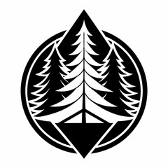 black and white pine tree silhouettes set of trees vector