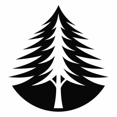 black and white christmas silhouettes set of trees vector