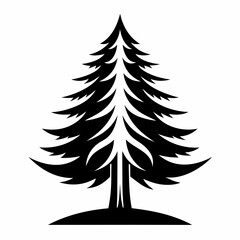 black and white christmas silhouettes set of trees vector