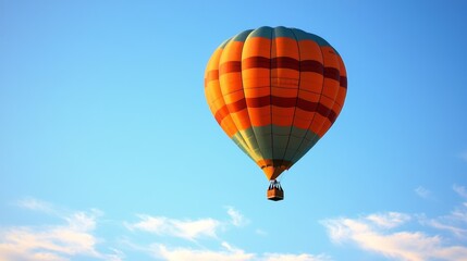Fototapeta premium A hot air balloon floating in a clear sky promoting the freedom and exhilaration of soaring above the world