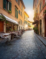 Cobblestone street in a European town