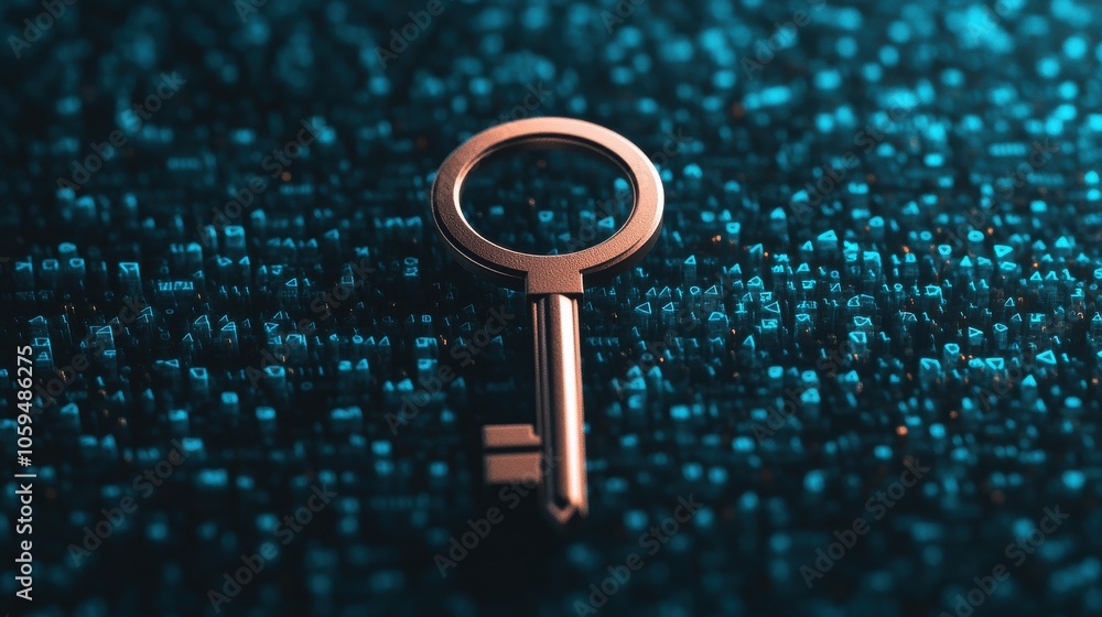 Poster digital key floating above a massive background