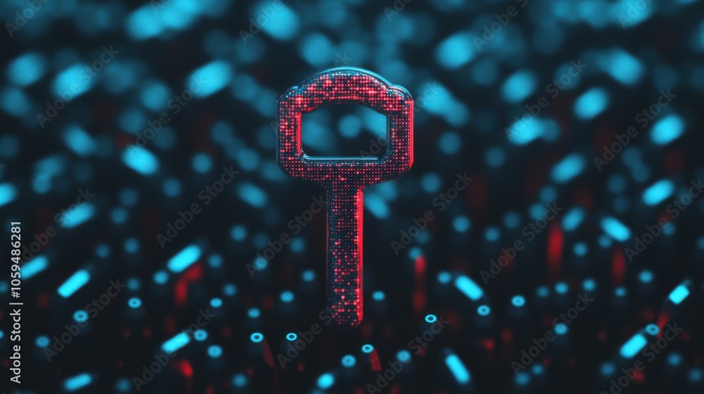 Poster digital key floating above a massive background