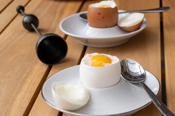 Soft boiled chicken egg