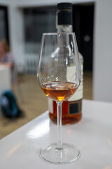 Tasting Sherry brandy wine in Jerez de la Frontera, Cadiz, Andalusia, Spain