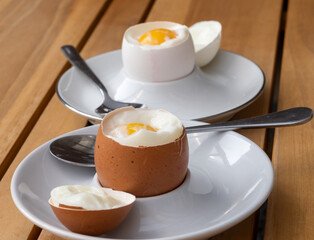 Soft boiled chicken egg
