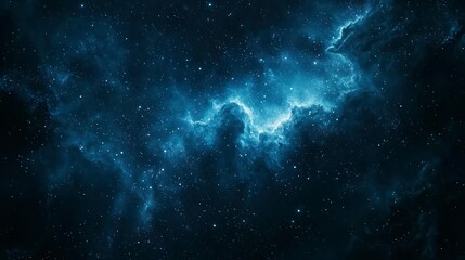 Obraz premium Blue galaxy with glowing stars and swirling nebula in deep space